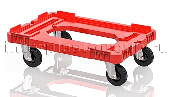 Тележка пластиковая с отверстием без тормозов усиленная красная в Россоше Тележка пластиковая с отверстием без тормозов усиленная красная в Россоше