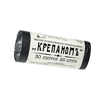 Мешки для мусора 30 л, черные, в рулоне 20 шт., ПНД, 7 мкм, 560х440 мм, Крепаномъ, 4607075710580 в Россоше