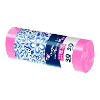 Мешки для мусора 30 л, розовые, в рулоне 30 шт., ПНД, 8 мкм, 560х480 мм, Узоры Чистоты, МУ3605 (ММЭ-30роз) в Россоше