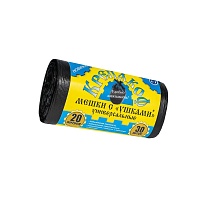 Мешки для мусора 20 л, с ушками, черные, в рулоне 30 шт., ПНД, 10 мкм, 550х440 мм, Крепакоф, 4607075710405 в Россоше Мешки для мусора 20 л, с ушками, черные, в рулоне 30 шт., ПНД, 10 мкм, 550х440 мм, Крепакоф, 4607075710405 в Россоше