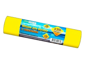 Мешки для мусора 120 л, с завязками, желтые, в рулоне 10 шт., ПНД, 15 мкм, 800х750 мм, VIP, Z12010yel в Россоше Мешки для мусора 120 л, с завязками, желтые, в рулоне 10 шт., ПНД, 15 мкм, 800х750 мм, VIP, Z12010yel в Россоше