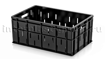 Ящик для молока, мяса, овощей и фруктов малая перфорация дно сплошное черный в Россоше