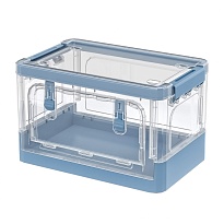 Ящик пластиковый складной прозрачный, дно синее, 360х235х230 мм, с колесиками в Россоше Ящик пластиковый складной прозрачный, дно синее, 360х235х230 мм, с колесиками в Россоше