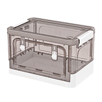 Ящик пластиковый складной прозрачный коричневый, дно белое, 360х235х230 мм, с колесиками в Россоше Ящик пластиковый складной прозрачный коричневый, дно белое, 360х235х230 мм, с колесиками в Россоше