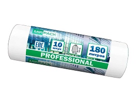 Мешки для мусора 180 л, прозрачные, в рулоне 10 шт., ПВД, 30 мкм, 1100х930 мм, PROFESSIONAL, 180104408 в Россоше
