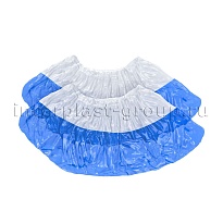 Бахилы бело-синие 1000 шт (500 пар), 48 мкм, двойная подошва, с одной резинкой, Эконом+ в Россоше