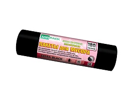 Мешки для мусора 180 л, ароматизированные, черные, в рулоне 10 шт., ПВД, 50 мкм, 1100х930 мм, EXTRA black, 18008301 в Россоше