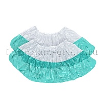 Бахилы бело-бирюзовые 1000 шт (500 пар), 48 мкм, двойная подошва, с одной резинкой, Эконом+ в Россоше