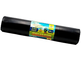 Мешки для мусора 200 л, ароматизированные, черные, в рулоне 10 шт., ПВД, 100 мкм, 1200х800 мм, Добрыня, Dob20010black в Россоше