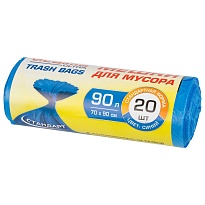 Мешки для мусора 90 л, синие, в рулоне 20 шт., ПНД, 14 мкм, 900х700 мм, LAIMA ULTRA, 607693 в Россоше