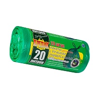 Мешки для мусора 20 л, биоразлагаемые, с ручками, черные, в рулоне 30 шт., ПНД, 10 мкм, 550х440 мм, Крепак, 4607075710047 в Россоше