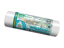 Мешки для мусора 180 л, ароматизированные, белые, в рулоне 10 шт., ПВД, 35 мкм, 1100х930 мм, PREMIUM+, 180105302 в Россоше