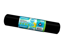 Мешки для мусора 240 л, черные, в рулоне 10 шт., ПВД 80 мкм, 1300х930 мм, EXPORT, exp 24010167 в Россоше