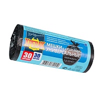 Мешки для мусора 30 л, с ушками, черные, в рулоне 30 шт., ПНД, 9 мкм, 600х500 мм, Крепак, 4607075710450 в Россоше Мешки для мусора 30 л, с ушками, черные, в рулоне 30 шт., ПНД, 9 мкм, 600х500 мм, Крепак, 4607075710450 в Россоше