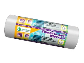 Мешки для мусора 60 л, белые, в рулоне 20 шт., ПНД, 7 мкм, 700х600 мм, MIRPACK Classik, 602052 в Россоше