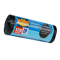 Мешки для мусора 120 л, с ушками, черные, в рулоне 20 шт., ПНД, 15 мкм, 1100х700 мм, Крепак, 4607075710368 в Россоше Мешки для мусора 120 л, с ушками, черные, в рулоне 20 шт., ПНД, 15 мкм, 1100х700 мм, Крепак, 4607075710368 в Россоше