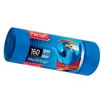 Мешки для мусора 160 л, с ушками, синие, в рулоне 10 шт., ПВД, 30 мкм, 1250х900 мм, PACLAN Multitop, 604064 в Россоше