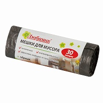 Мешки для мусора 30 л, черные, в рулоне 20 шт., ПНД, 5 мкм, 550х470 мм, Любаша эконом, 605329 в Россоше Мешки для мусора 30 л, черные, в рулоне 20 шт., ПНД, 5 мкм, 550х470 мм, Любаша эконом, 605329 в Россоше