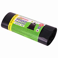 ММешки для мусора 60 л, черные, в рулоне 20 шт., ПНД, 8 мкм, 650х580 мм, Любаша, 608092 в Россоше