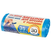 Мешки для мусора 35 л, с ушками, синие, в рулоне 30 шт., ПНД, 11 мкм, 650х500 мм, LAIMA ULTRA, 607684 в Россоше