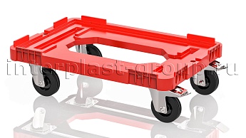 Тележка пластиковая с отверстием 2 колеса с тормозом усиленная красная в Россоше Тележка пластиковая с отверстием 2 колеса с тормозом усиленная красная в Россоше