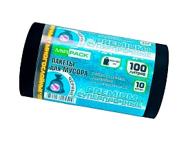 Мешки для мусора 100 л, черные, в рулоне 10 шт., ПВД, 70 мкм, 1000х600 мм, PREMIUM+, 1001076 в Россоше