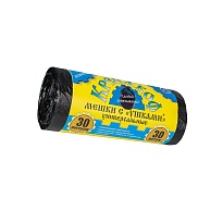 Мешки для мусора 30 л, с ушками, черные, в рулоне 30 шт., ПНД, 8 мкм, 580х460 мм, Крепакоф, 4607075710412 в Россоше Мешки для мусора 30 л, с ушками, черные, в рулоне 30 шт., ПНД, 8 мкм, 580х460 мм, Крепакоф, 4607075710412 в Россоше