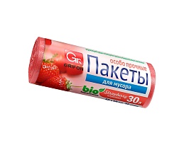 Мешки для мусора 30 л, ароматизированные, Клубника, красные, в рулоне 20 шт., ПНД, 9 мкм, 560х530 мм, GRIFON Aroma, 101-020 K в Россоше