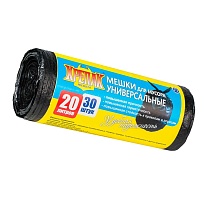 Мешки для мусора 20 л, черные, в рулоне 30 шт., ПНД, 10 мкм, 550х440 мм, Крепак, 4607075710092 в Россоше Мешки для мусора 20 л, черные, в рулоне 30 шт., ПНД, 10 мкм, 550х440 мм, Крепак, 4607075710092 в Россоше