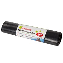 Мешки для мусора 240 л, черные, в рулоне 5 шт., ПВД 30 мкм, 1300х900 мм, Любаша, 605338 в Россоше