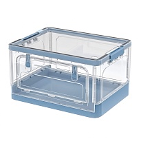 Ящик пластиковый складной прозрачный, дно синее, 490х360х280 мм, с колесиками в Россоше